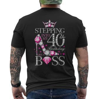 Stepping Into My 40Th Birthday Like A Boss Men's Back Print T-shirt | Mazezy