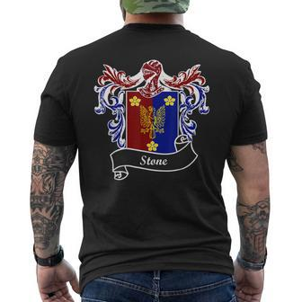 Stone Coat Of Arms Surname Last Name Family Crest Mens Back Print T-shirt - Seseable