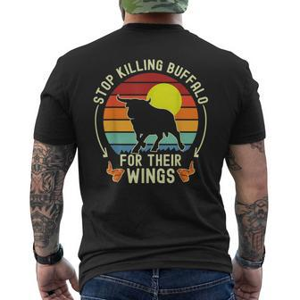 Stop Killing Buffalo For Their Wings Fake Protest Sign Funny Mens Back Print T-shirt | Mazezy AU