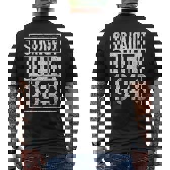 Straight Outta 1948 Year Of Birth Birthday Men's Back Print T-shirt | Mazezy