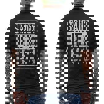 Straight Outta 1973 Year Of Birth Birthday Men's Back Print T-shirt | Mazezy