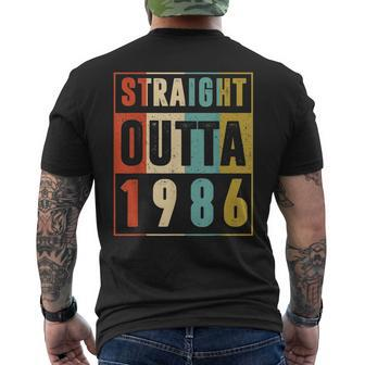 Straight Outta 1986 37 Years Old 37Th Birthday Retro Men's T-shirt Back Print - Seseable