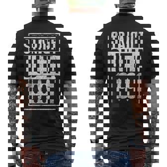 Straight Outta 1991 Year Of Birth Birthday Men's Back Print T-shirt | Mazezy