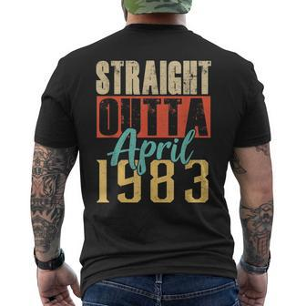 Straight Outta April 1983 37Th Awesome Birthday Men's T-shirt Back Print - Seseable