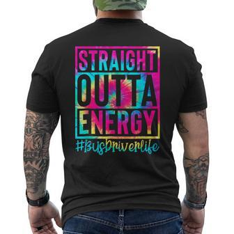 Straight Outta Energy Tie Dye Groovy Bus Driver Life Mens Back Print T-shirt | Mazezy