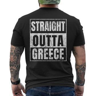 Straight Outta Greece New York State Men's T-shirt Back Print - Seseable