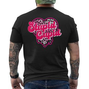 Stupid Cupid Anti Valentine Groovy Valentine Checker Heart Men's T-shirt Back Print - Seseable