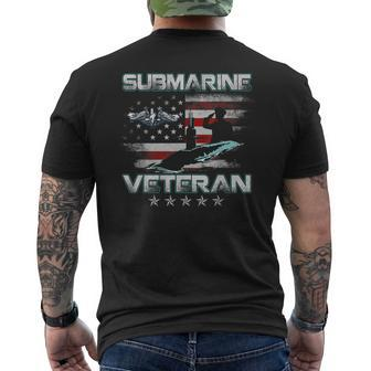 Submarine Service Veteran Proud Us Submariner American Flag Men's T-shirt Back Print - Seseable