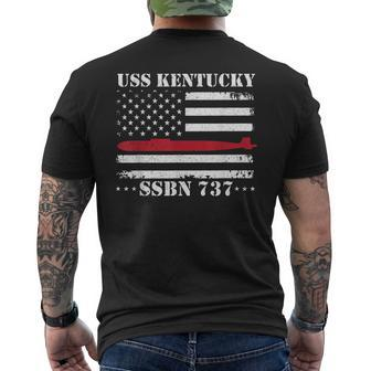 Submariner Uss Kentucky Ssbn737 Us Flag Veteran Submarine Men's T-shirt Back Print - Seseable