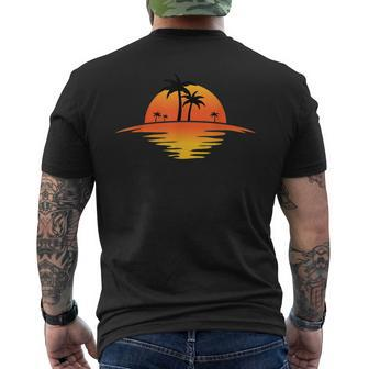 Sunset Beach Silhouette Tropical Palm Tree Sunny Lover Men's T-shirt Back Print - Seseable