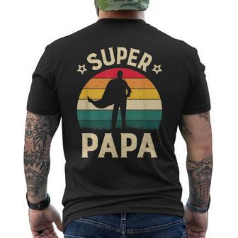 Mens Super Papa Vintage Daddy Dad Papa Fathers Day Men's T-shirt Back Print - Seseable