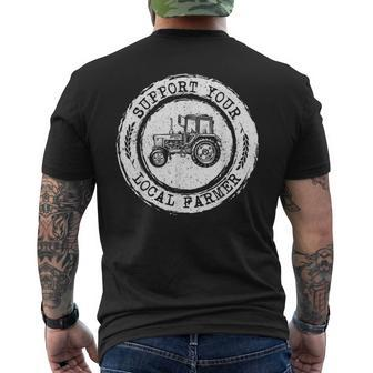 Support Your Local Farmer Letter Print Tractors Farming Men's T-shirt Back Print - Seseable