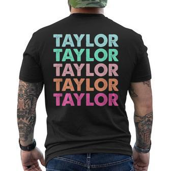 Swiftie Merch Modern Repeated Text First Name Taylor Men's Back Print T-shirt | Mazezy