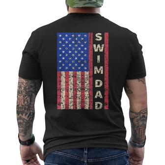 Mens Swim Dad American Flag Swimmer Fathers Day Men's T-shirt Back Print - Seseable