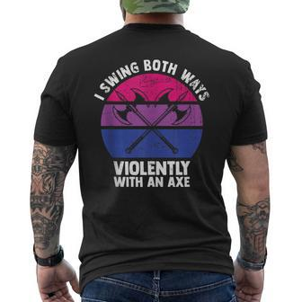 I Swing Both Ways Violently With An Axe Bisexual Lgbt Pride Men's Back Print T-shirt | Mazezy