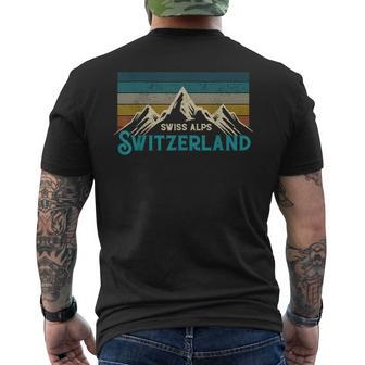 Switzerland Alps Vintage Mountains Swiss Souvenir Men's Back Print T-shirt | Mazezy