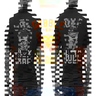 T-Day -Gobble Til You Wobble- Turkey Day Thanksgiving Men's Back Print T-shirt | Mazezy