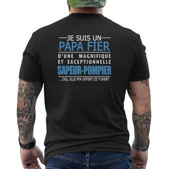 T-Shirt Pompier Fier Papa Dune Sapeur-Pompier Men's Crewneck Short Sleeve Back Print T-shirt - Seseable
