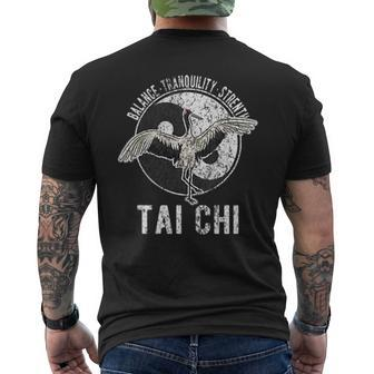 Tai Chi Crane Chinese Martial Arts Yin Yang Retro Vintage Men's T-shirt Back Print - Seseable