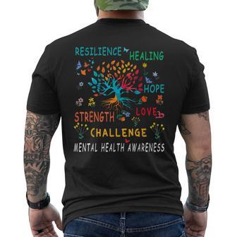 Mental Health Awareness Tree Of Life Hope Men's Back Print T-shirt | Mazezy