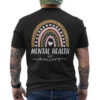 Mental Health Matters Human Brain Illness Awareness Rainbow Men's Back Print T-shirt | Mazezy