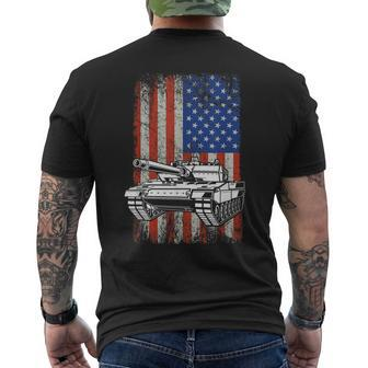 Tank American Flag Veteran Military Funny Gift Mens Back Print T-shirt | Mazezy