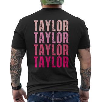 Taylor Vintage Cute Pattern First Name Taylor Men's Back Print T-shirt | Mazezy