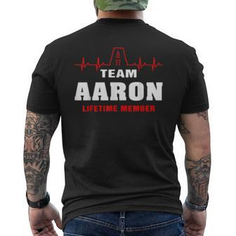 Team Aaron Lifetime Member Surname Aaron Name Mens Back Print T-shirt - Seseable
