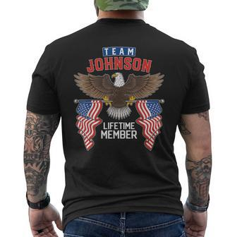 Team Johnson Lifetime Member Us Flag Men's T-shirt Back Print - Seseable