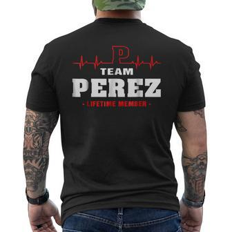 Team Perez Lifetime Member Surname Last Name Mens Back Print T-shirt - Seseable