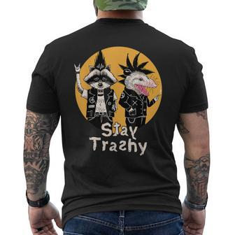 Team Trash Stay Trashy Raccoons Opossums Squad Retro Men's T-shirt Back Print - Seseable