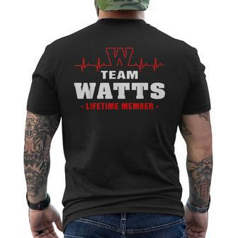 Team Watts Lifetime Member Surname Last Name Gift Mens Back Print T-shirt - Seseable