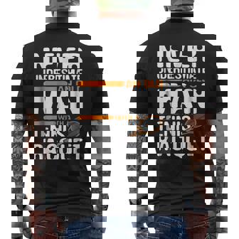 Tennis  Old Man With Racquet  Men Dad Grandpa Gifts Men's Crewneck Short Sleeve Back Print T-shirt