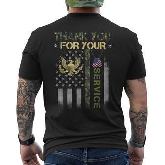 Thank You For Your Service Patriotic Usa Flag Veterans Day Men's T-shirt Back Print - Seseable