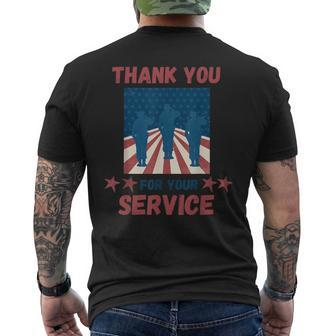 Thank You For Your Service Us Flag Veterans Day Men's T-shirt Back Print - Seseable