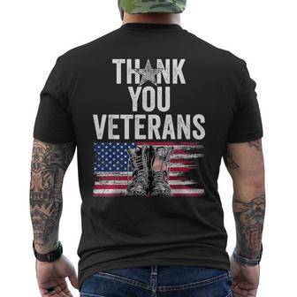 Thank You Veterans Proud Veteran Day Dad Grandpa Men's T-shirt Back Print - Seseable