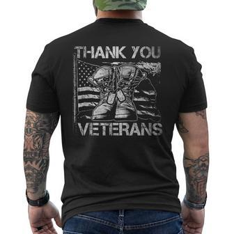 Thank You Veterans Proud Veteran Day Dad Grandpa V4 Men's T-shirt Back Print - Seseable