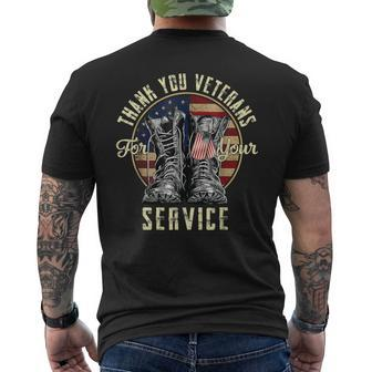 Thank You Veterans For Your Service Veterans Day Vintage Men's T-shirt Back Print - Seseable