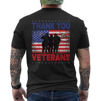 Thank You Veterans Service Patriot Veteran Day American Flag V3 Men's T-shirt Back Print - Seseable