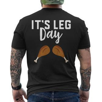 Thanksgiving Turkey Its Leg Day Workout Men's Back Print T-shirt | Mazezy