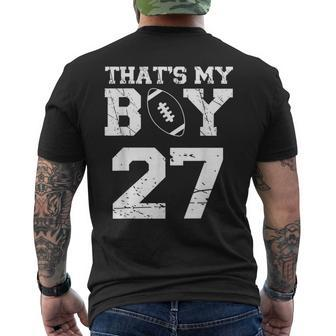 Thats My Boy Football 27 Jersey Number Mom Dad Vintage Men's T-shirt Back Print - Seseable