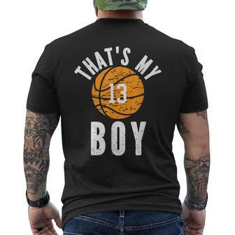 Thats My Boy Jersey Number 13 Vintage Basketball Mom Dad Men's T-shirt Back Print - Seseable