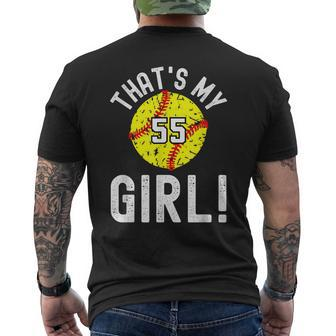 Thats My Girl Jersey Number 55 Vintage Softball Mom Dad Men's T-shirt Back Print - Seseable