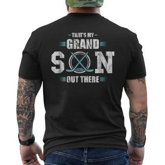 Thats My Grandson Out There Hockey Grandma Grandpa Men's Back Print T-shirt | Mazezy