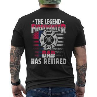 The Legend Firefighter Dad Has Retired Funny Retired Dad Mens Back Print T-shirt - Seseable