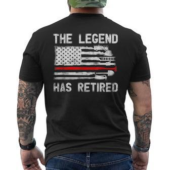 The Legend Has Retired Firefighter Retirement Happy Party Mens Back Print T-shirt - Seseable
