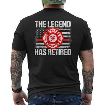 The Legend Has Retired Firefighter Retirement Party Men Mens Back Print T-shirt - Seseable