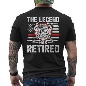 The Legend Has Retired Fireman American Flag Usa Firefighter Mens Back Print T-shirt - Seseable
