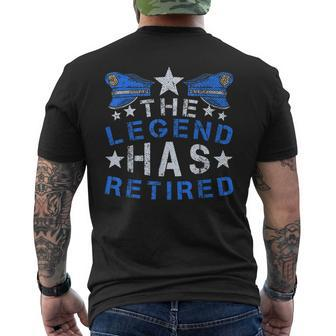 The Legend Has Retired Policeman Retirement Police Officer Mens Back Print T-shirt - Seseable
