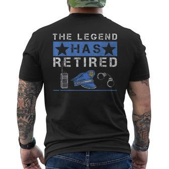 The Legend Has Retired Retirement Cop Police Officer Mens Back Print T-shirt - Seseable